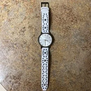 Rebecca Minkoff Studded White Watch Rebecca Minkoff 2200213 BFFL Black Tone Case White Leather  main image 4